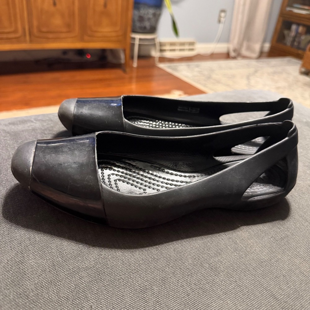 Crocs Sienna Flat Black Comfort Casual Ballet Slip On Shoes Womens 9
